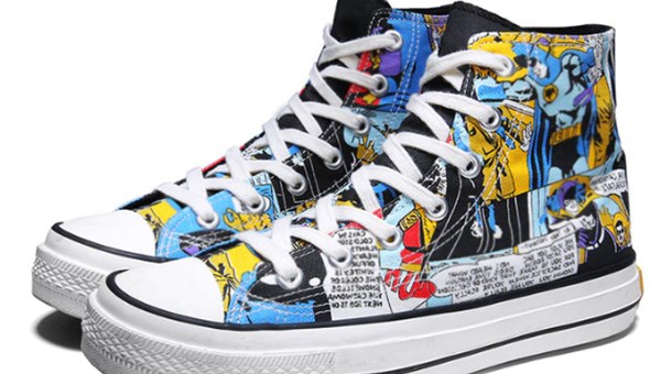 Great Honor comic high top canvas all sneaker shoes for Men Size 44