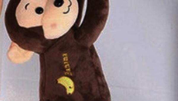 Pair of dark brown 30cm monkey curtain soft toy style tie back